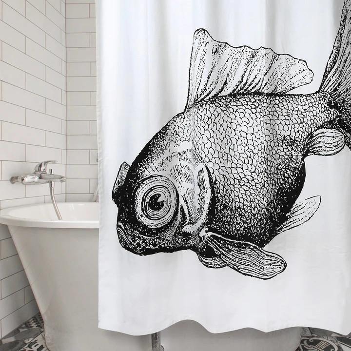 Shower Curtains of Black and White Koi Fish – Shower of Curtains