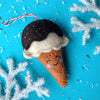 Smiling Ice Cream Cone Felt Wool Ornament
