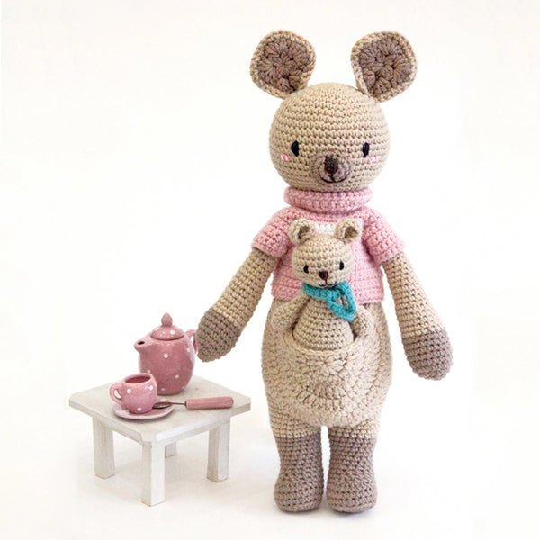 Little Knight Kangaroo Crochet Doll