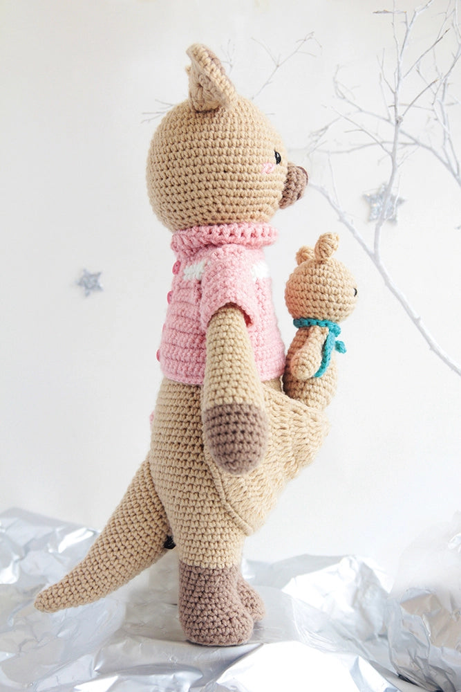 Little Knight Kangaroo Crochet Doll