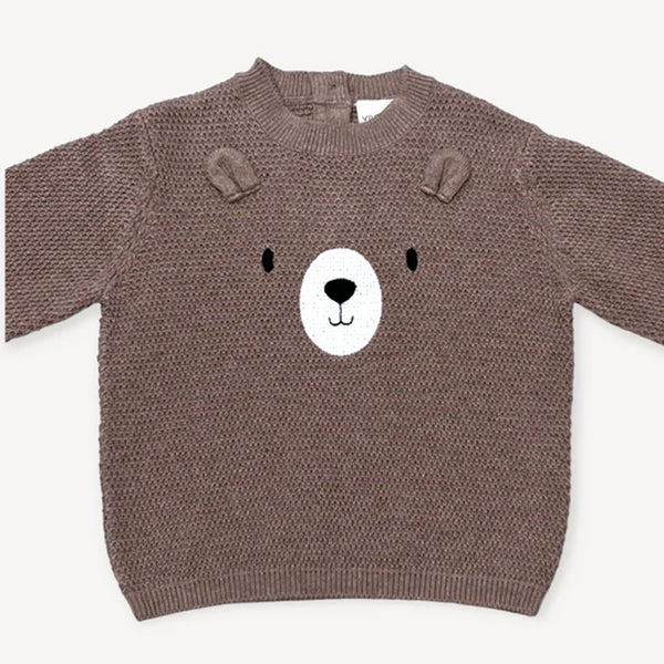 Bear Embroidered Baby Pullover Sweater