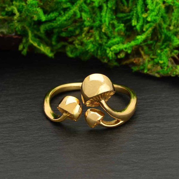 Adjustable Bronze Three Mushroom Ring - DIGS