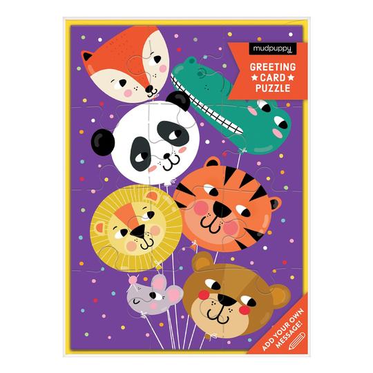 Animal Balloons Birthday Card Puzzle - DIGS
