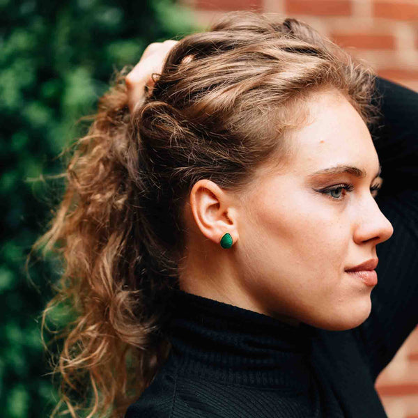 Ansoo Stud Earrings - Green - DIGS