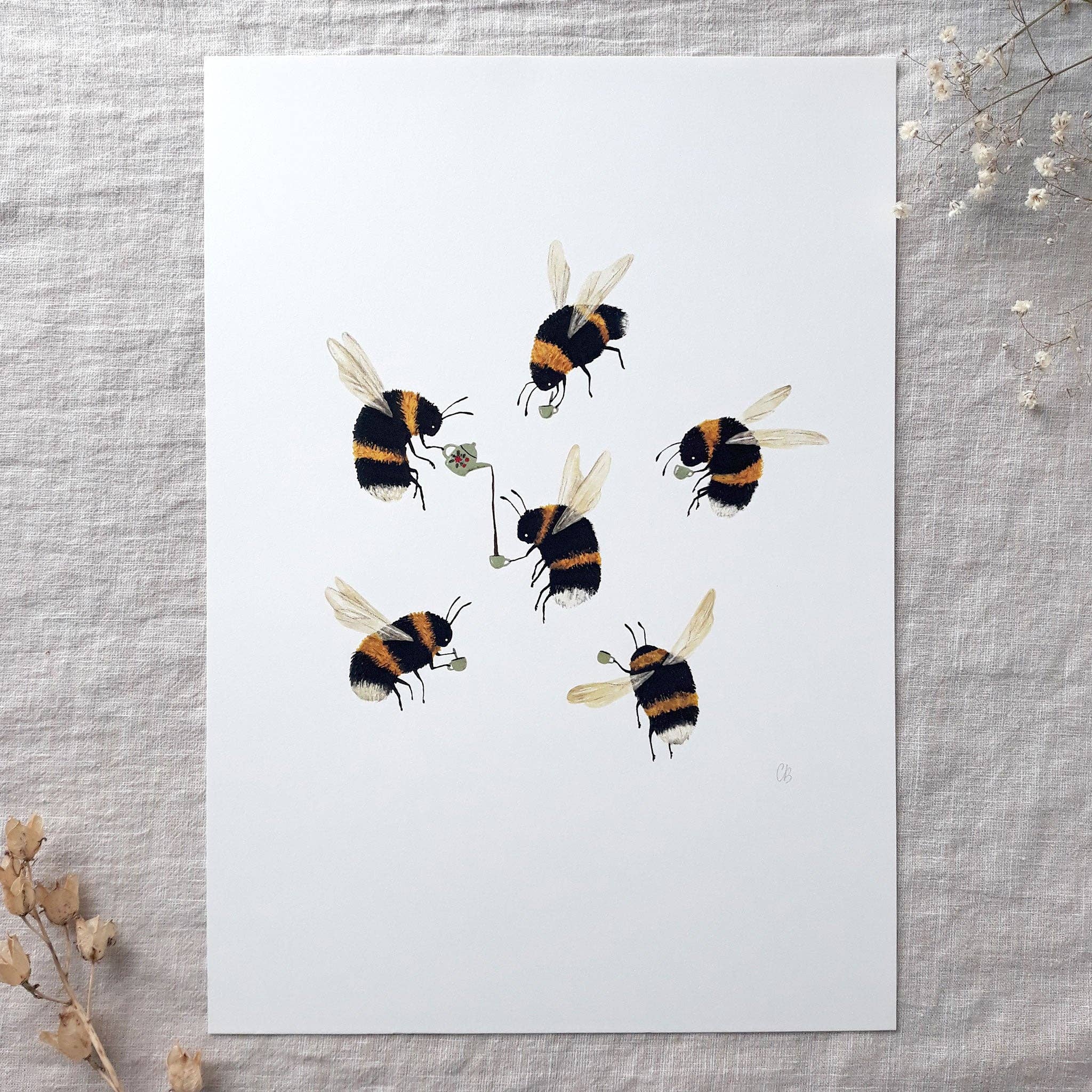Bees Drinking Tea Art Print - DIGS
