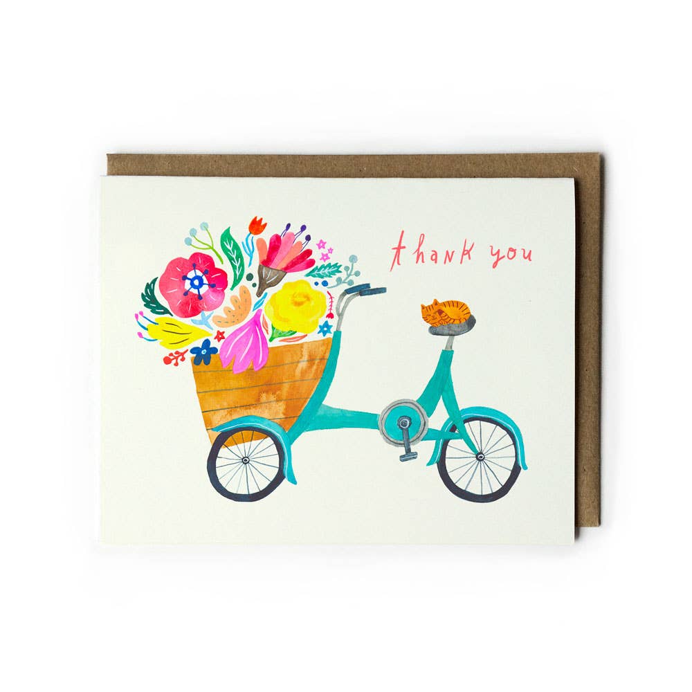 Bicycle & Flowers Thank You Card - DIGS