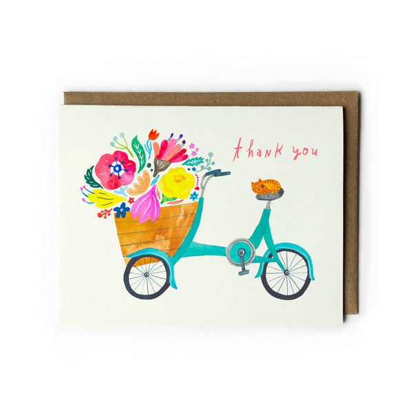 Bicycle & Flowers Thank You Card - DIGS
