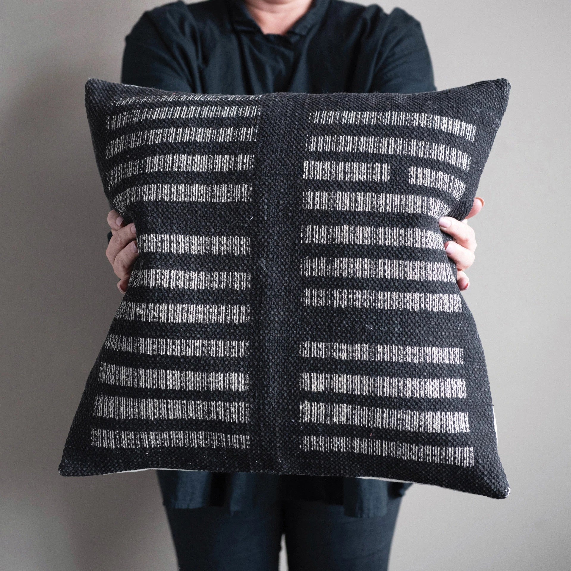 Black Woven Square Pillow - DIGS