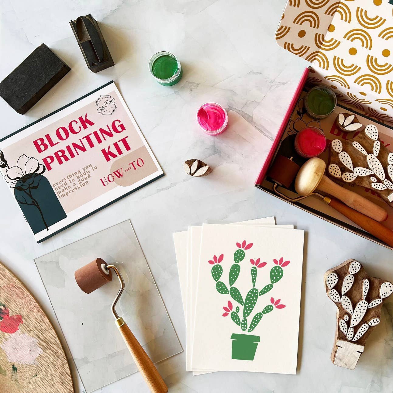 Blooming Cactus Wood Block Printing Kit - DIGS