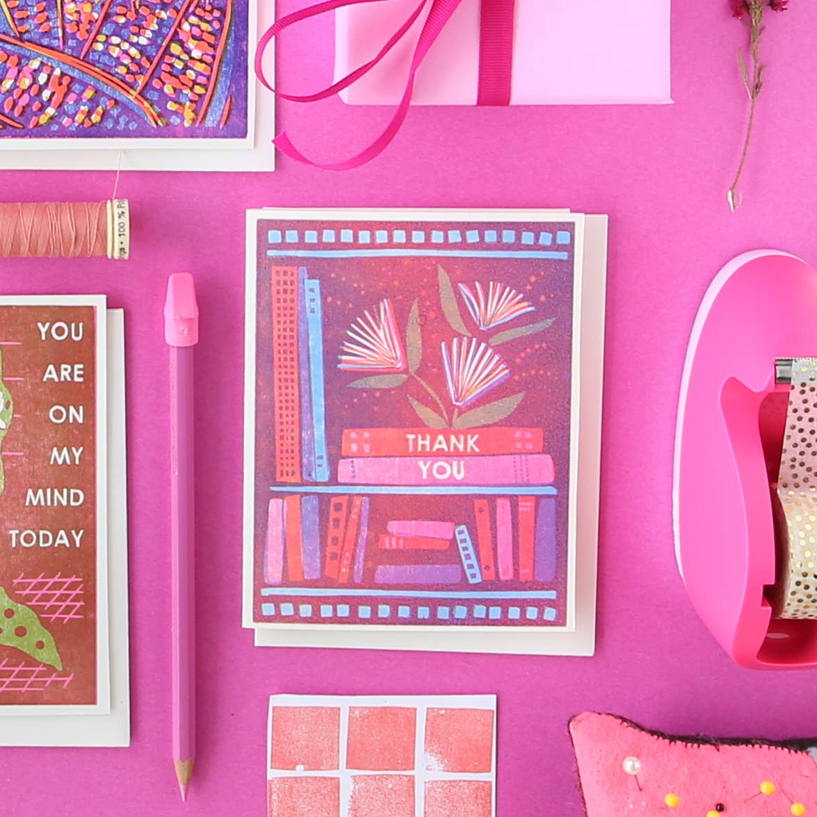 Book & Flowers Thank You Card - DIGS