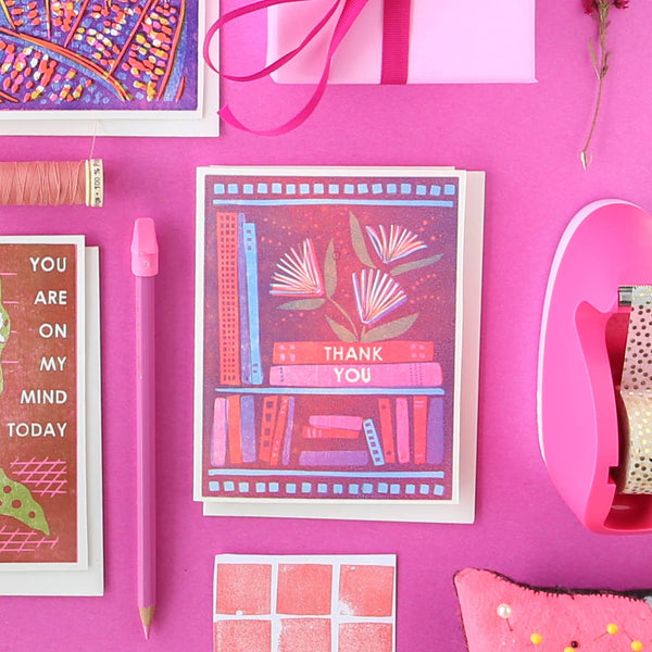 Book & Flowers Thank You Card - DIGS