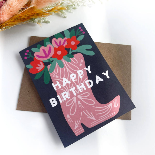 Boot Florals Birthday Mini Card - DIGS