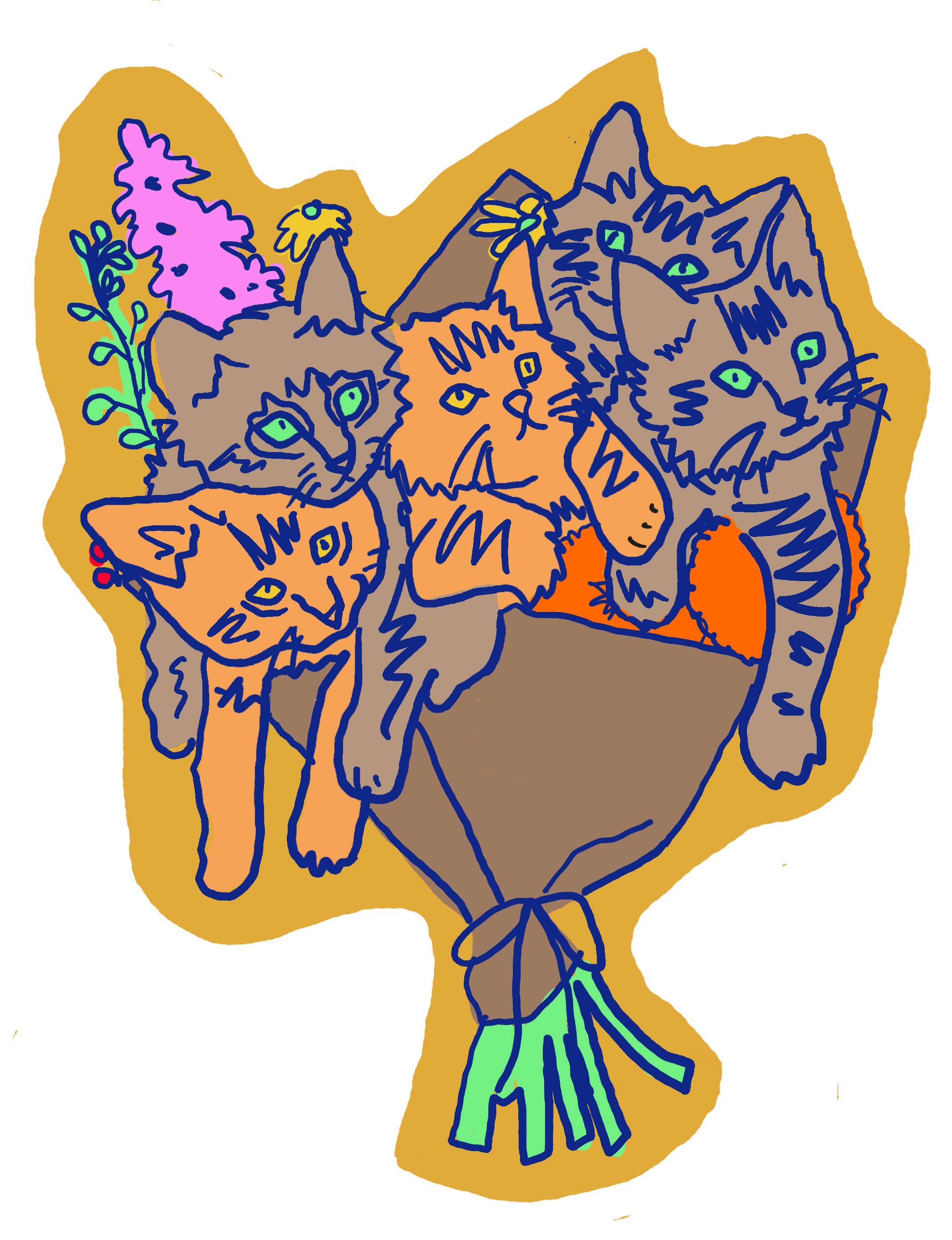 Bouquet of Cats Sticker - DIGS
