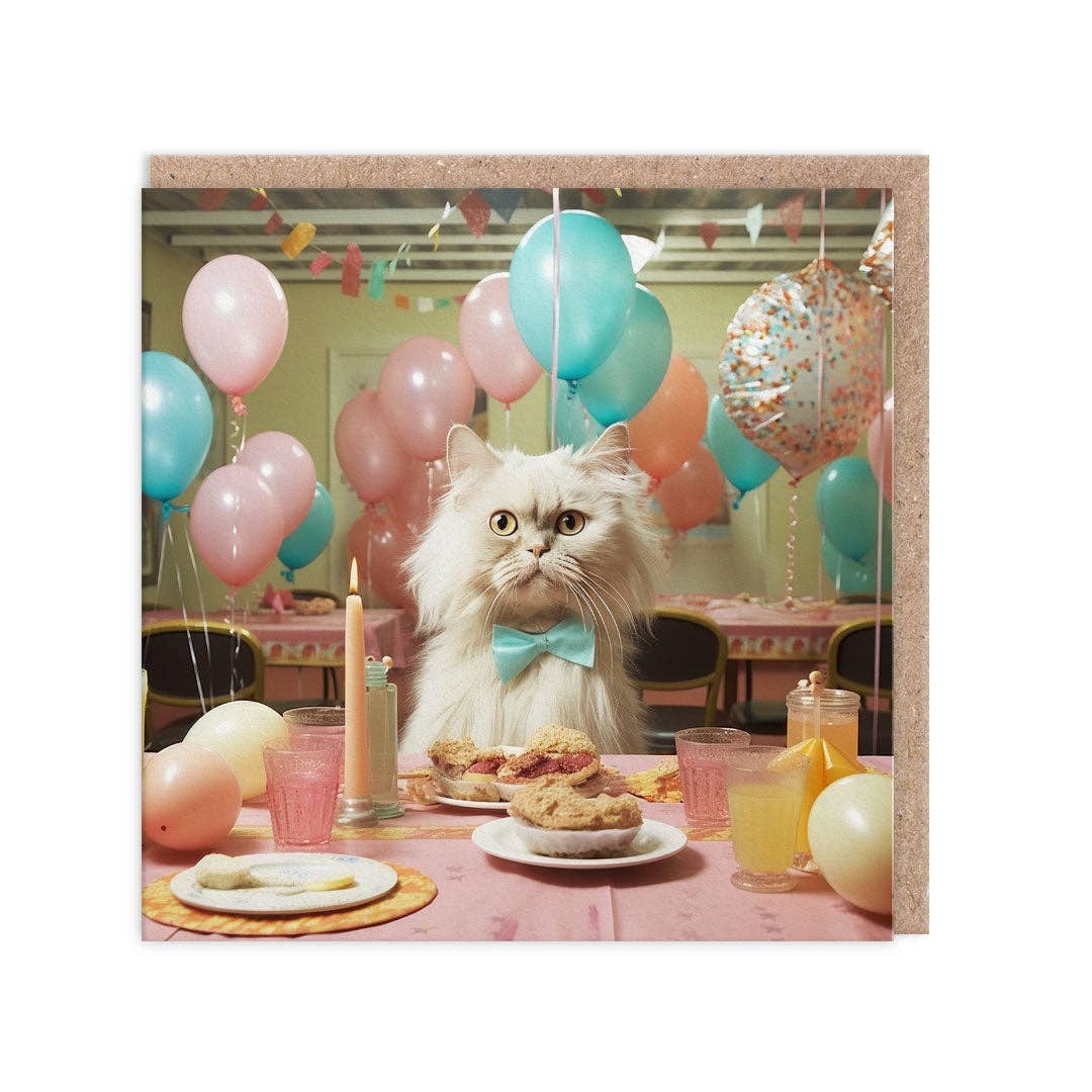Cat At Table Birthday Card - DIGS