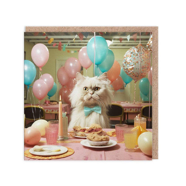 Cat At Table Birthday Card - DIGS