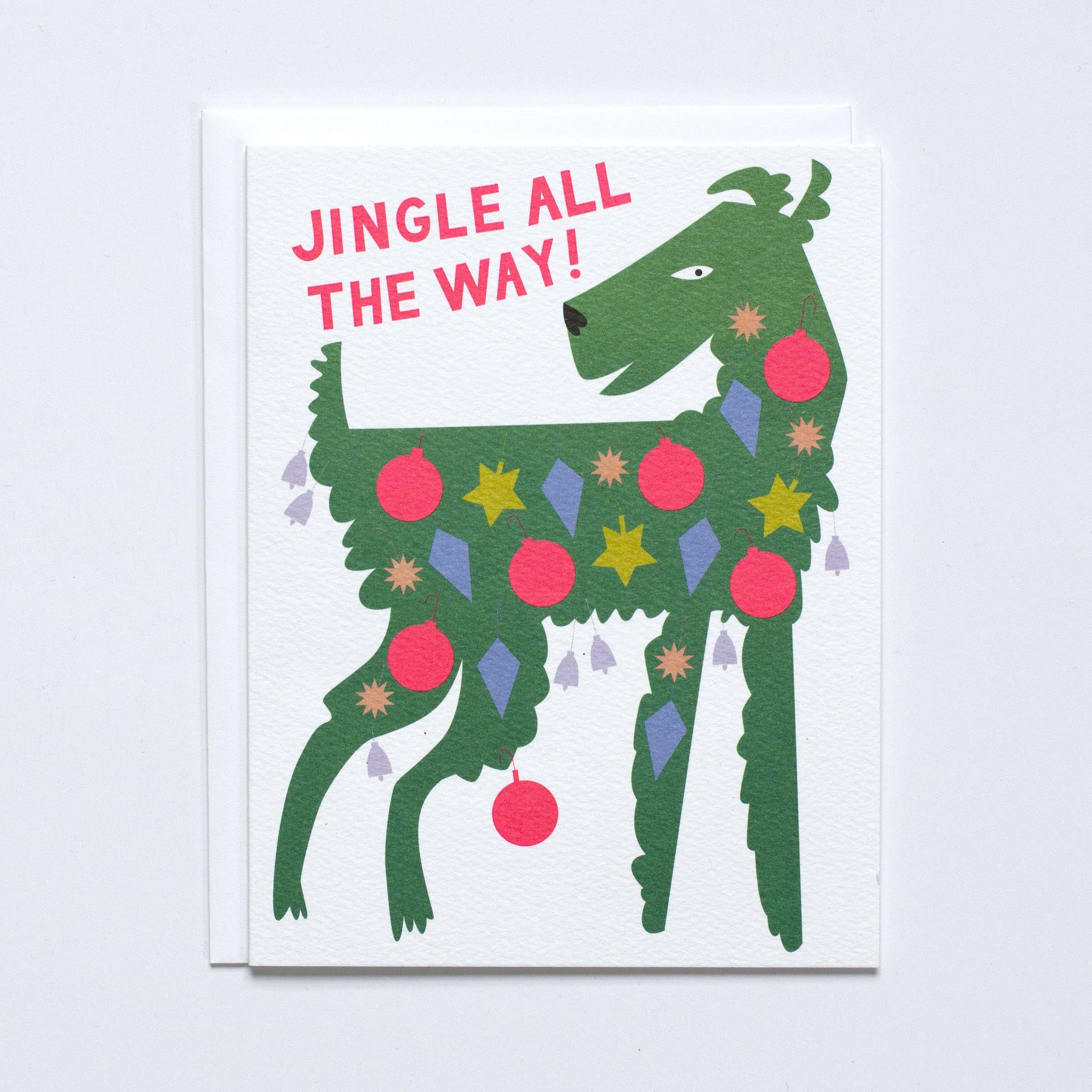 Dog Festooned With Ornaments Card - DIGS