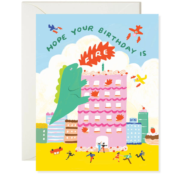 Godzilla Fire Birthday Card - DIGS