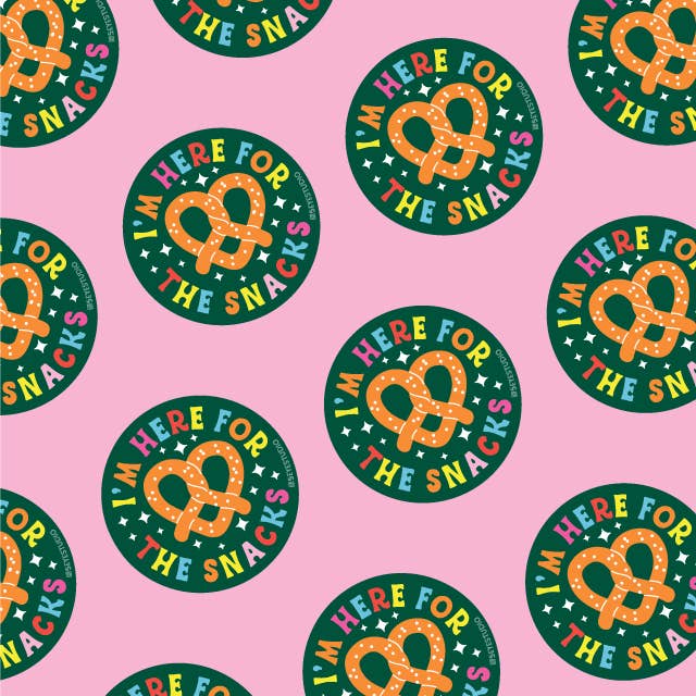 Here for Snacks Pretzel Sticker - DIGS