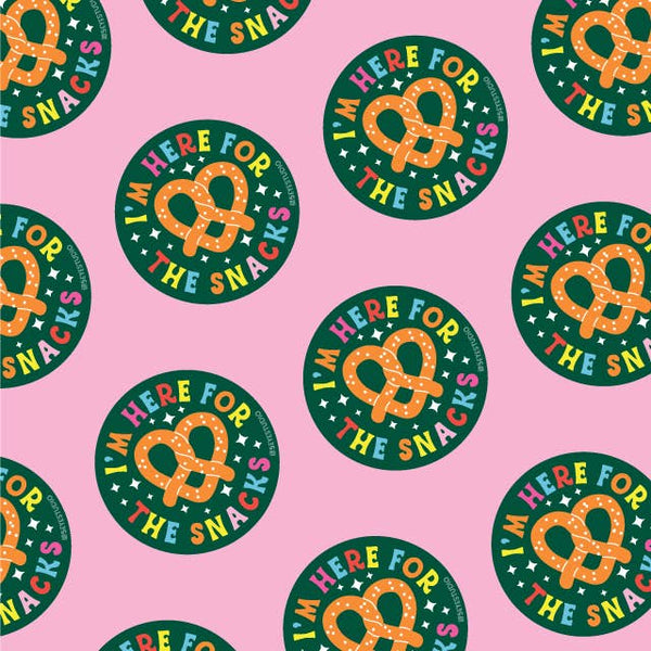 Here for Snacks Pretzel Sticker - DIGS