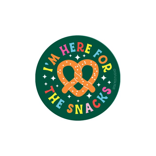Here for Snacks Pretzel Sticker - DIGS