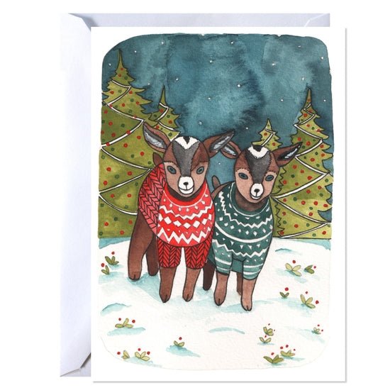 Holiday Goats In Sweaters Card - DIGS