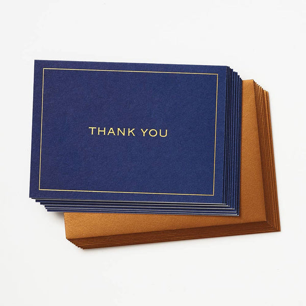 Navy With Gold Foil Thank You Cards, Set/10 - DIGS