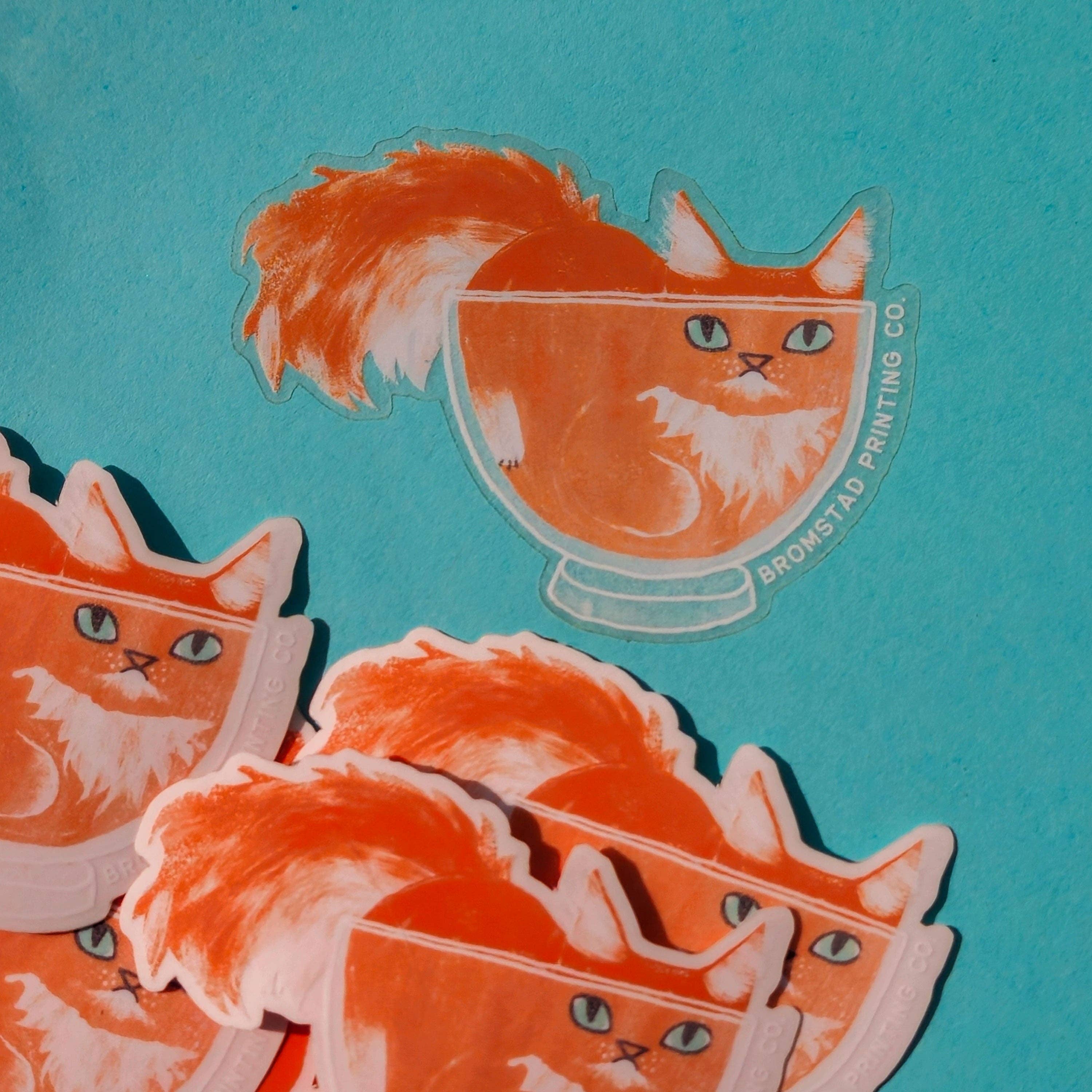 Orange Cat in a Bowl Sticker - DIGS