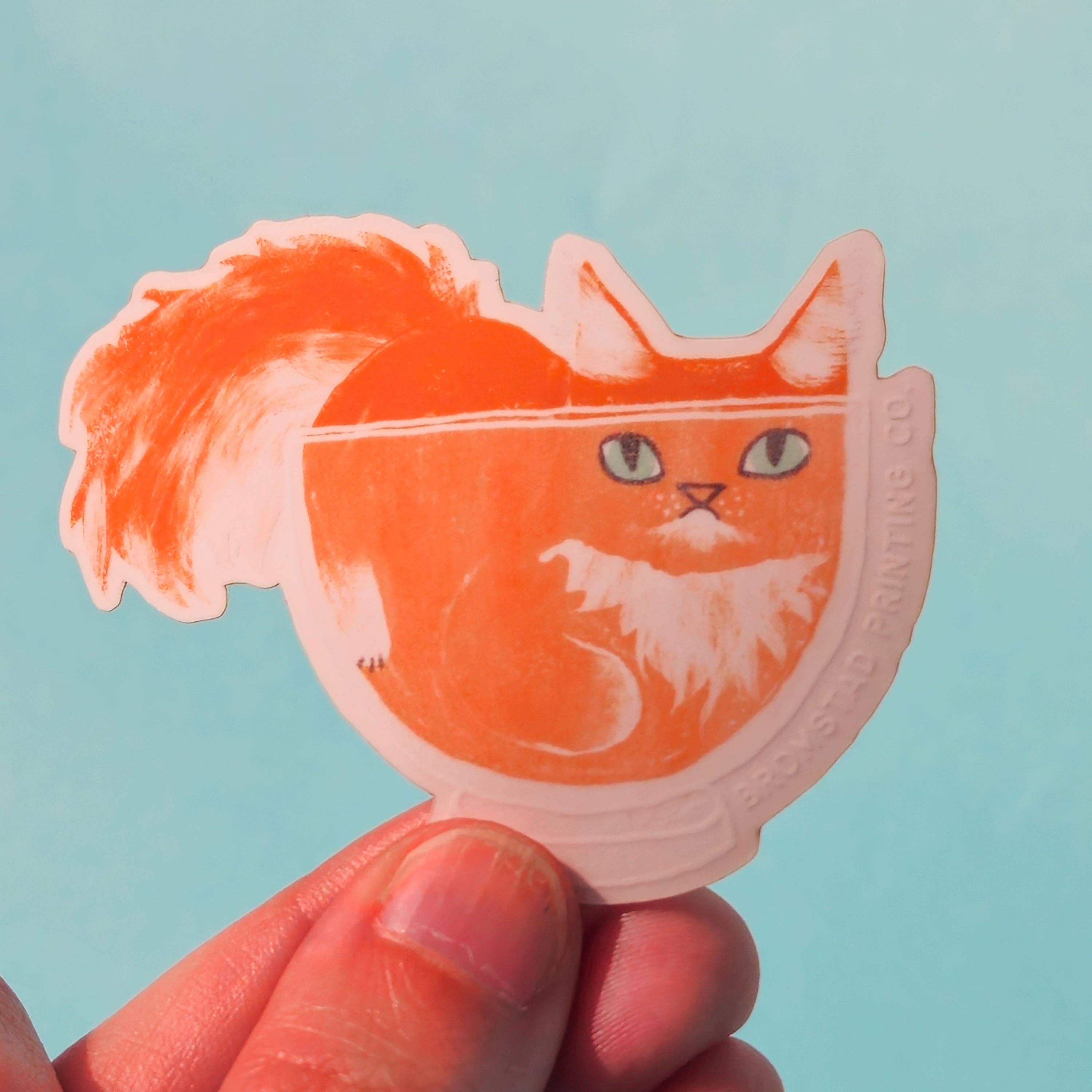 Orange Cat in a Bowl Sticker - DIGS