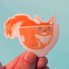 Orange Cat in a Bowl Sticker - DIGS