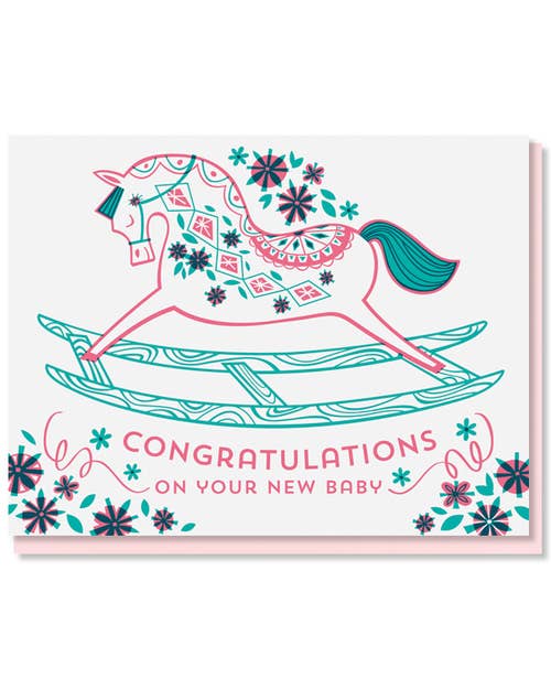 Pink Rocking Horse Card - DIGS