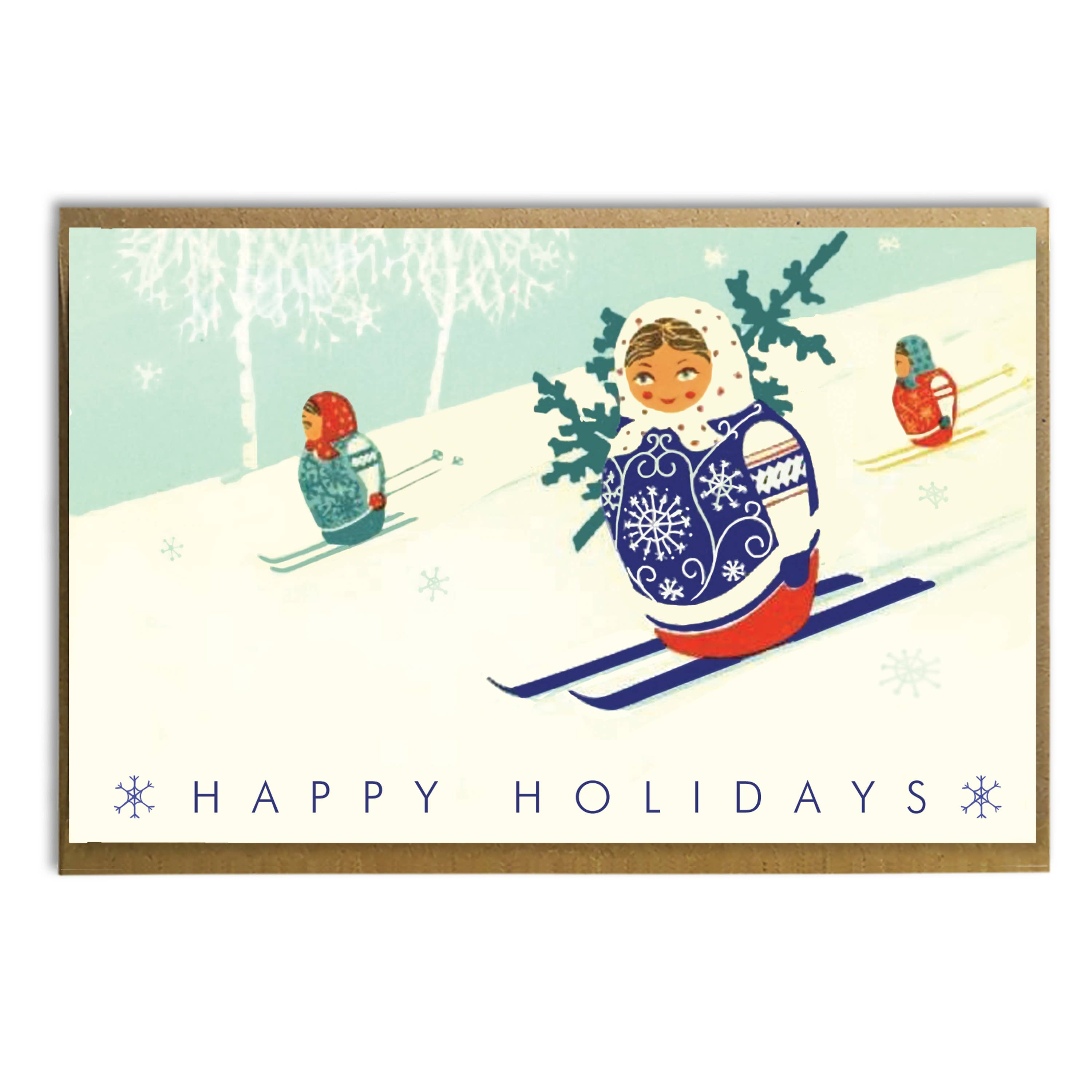 Russian Dolls Skiing Holiday Card - DIGS