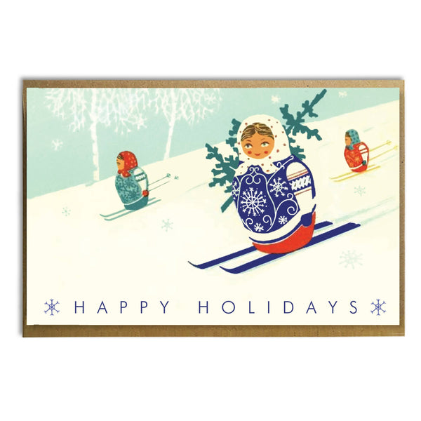 Russian Dolls Skiing Holiday Card - DIGS