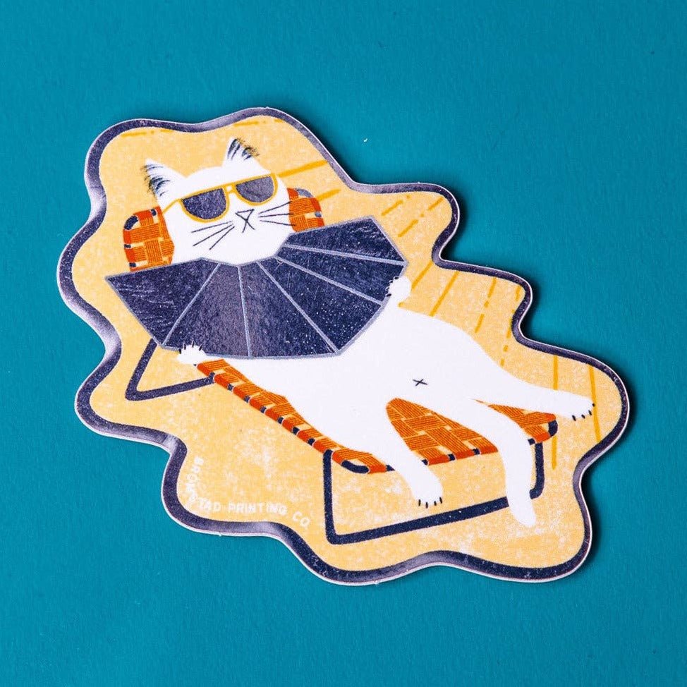 Sunbathing Cat Mirror Sticker - DIGS