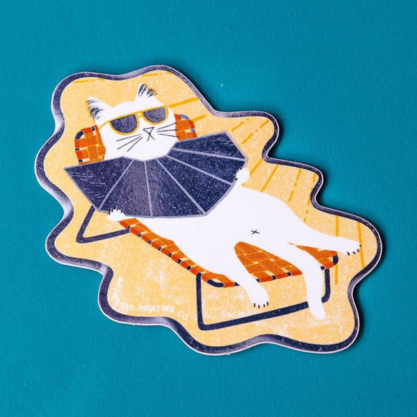 Sunbathing Cat Mirror Sticker - DIGS