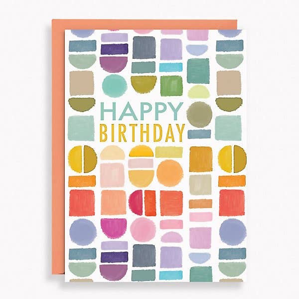 Watercolor Shapes Birthday Card - DIGS