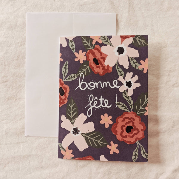 Bonne Fête Floral Birthday Card