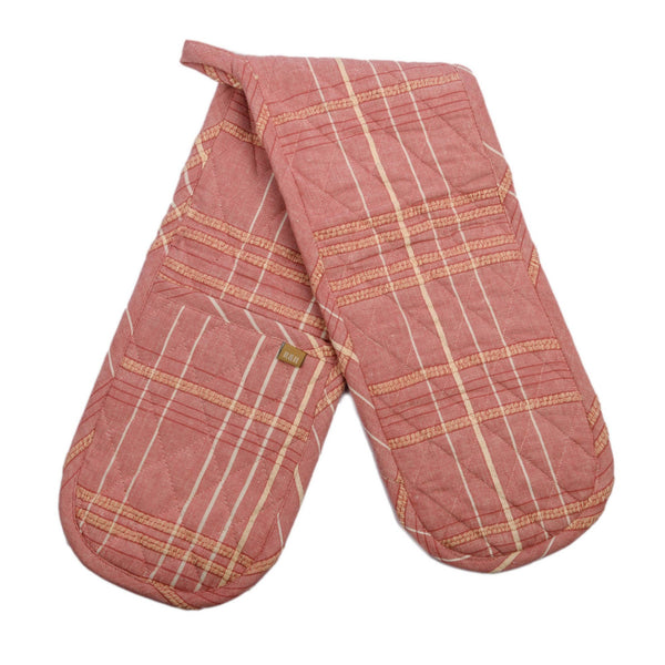 Double Oven Glove: Textured Check Fig
