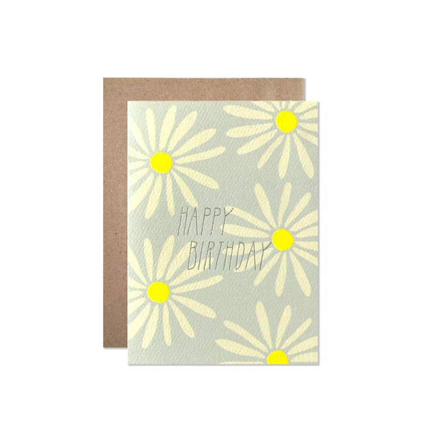 Birthday Daisies With Silver Glitter Foil Card