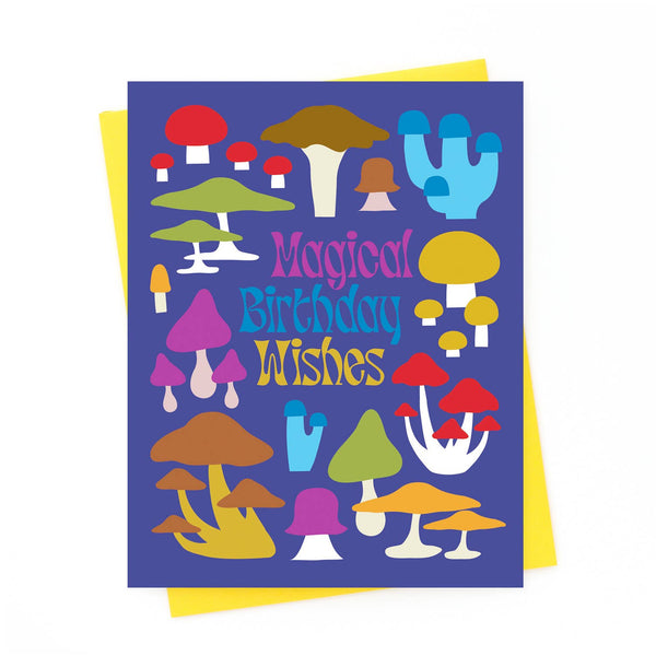 Magical Mushrooms Colorful Birthday Card