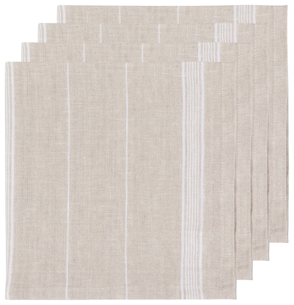 Maison White Stripe Linen Napkins, Set of 4