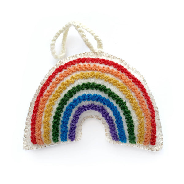 Rainbow Embroidered Wool Ornament