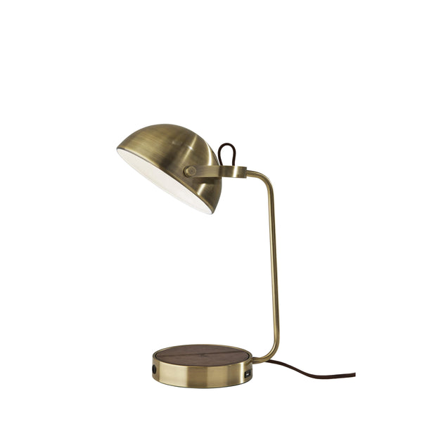 Brooks Table Lamp with Charging Pad - antique brass