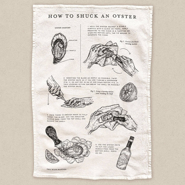 Oyster Shucking Guide Tea Towel