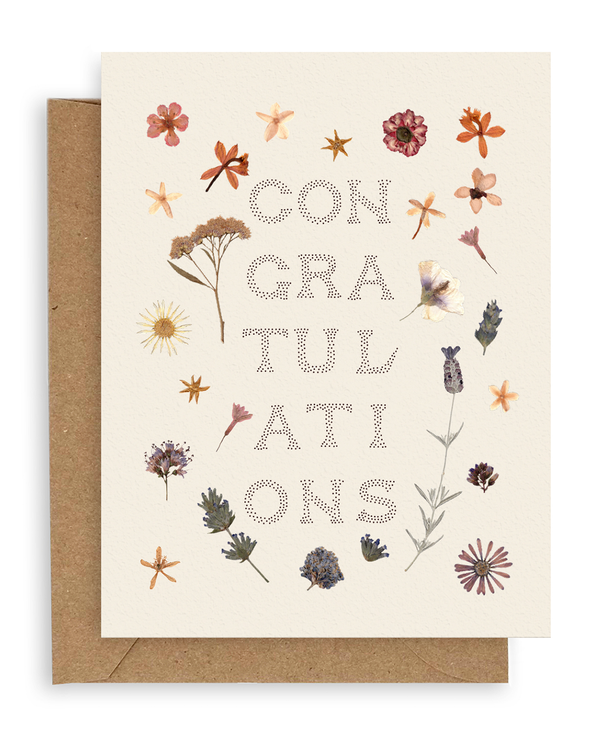 Pressed Flowers Congratulations Card