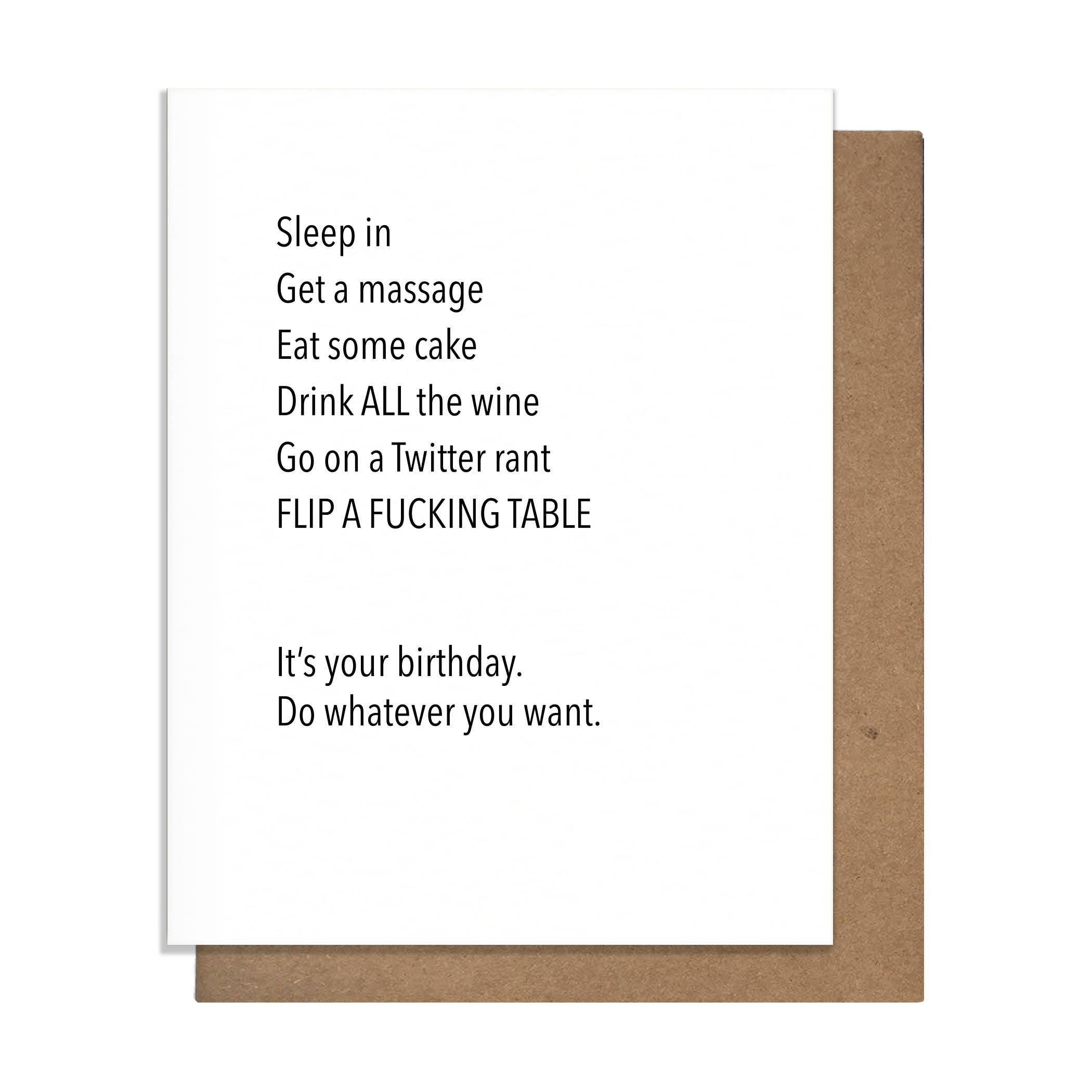 Flip Table Birthday Card