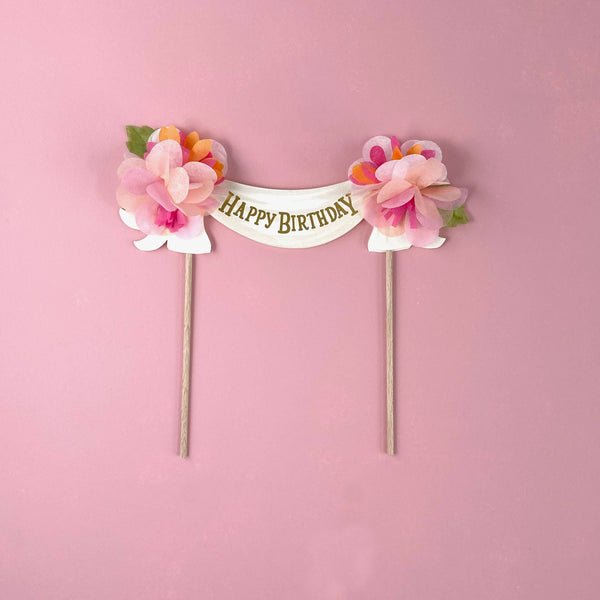 Happy Birthday Cake Topper: Pinks