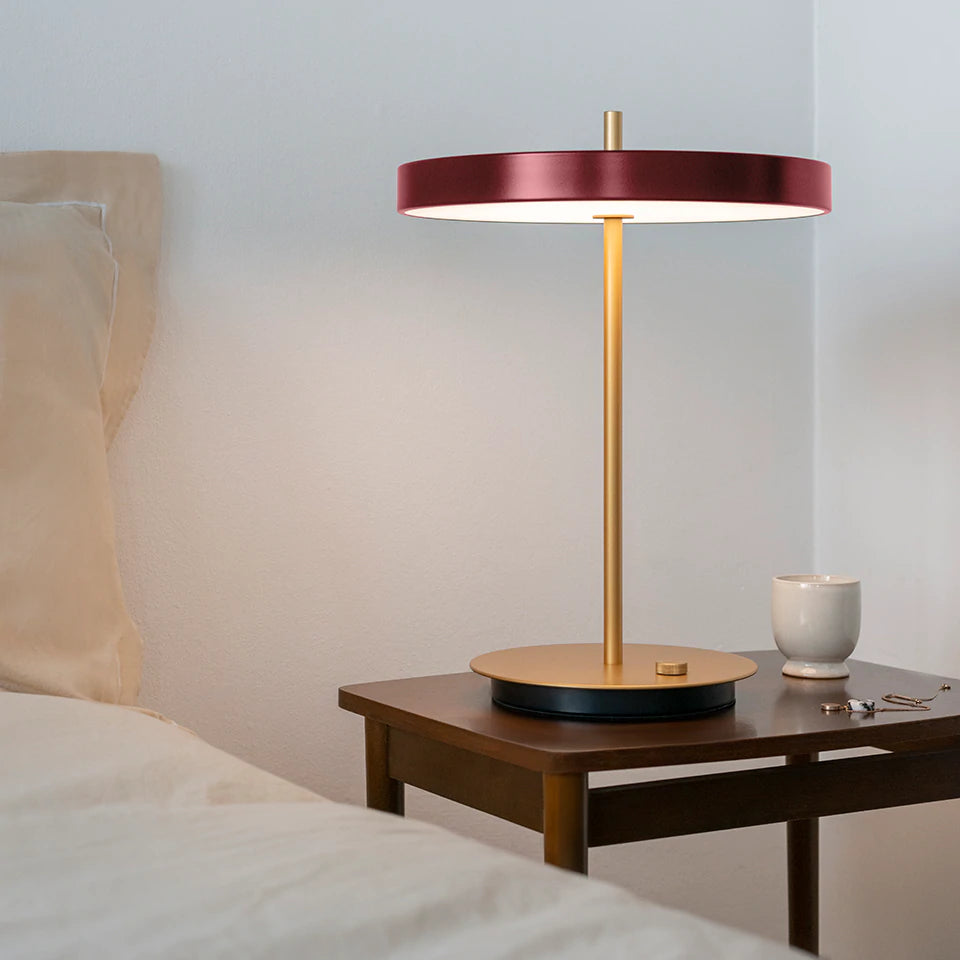 Asteria Table Lamp Ruby Red on Table