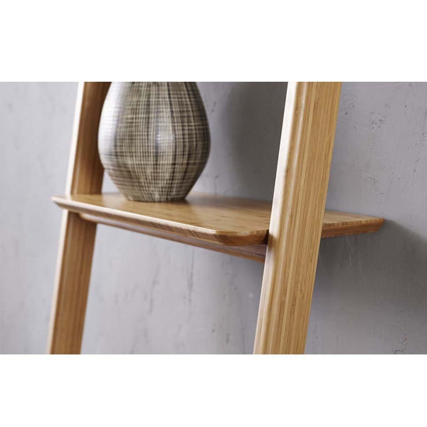 Currant Bamboo Leaning Shelf with a vase