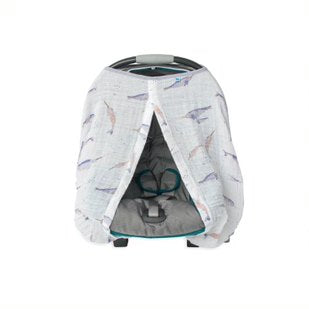 Cotton Muslin Car Seat Canopy: Narwhals