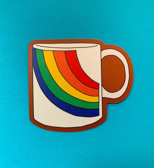 Vintage Rainbow Mug Weatherproof sticker